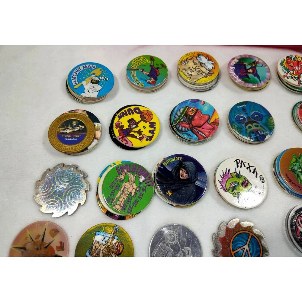 HUGE Mixed Lot 140 Vintage POG Pogs & Metal Slammers  Red 12